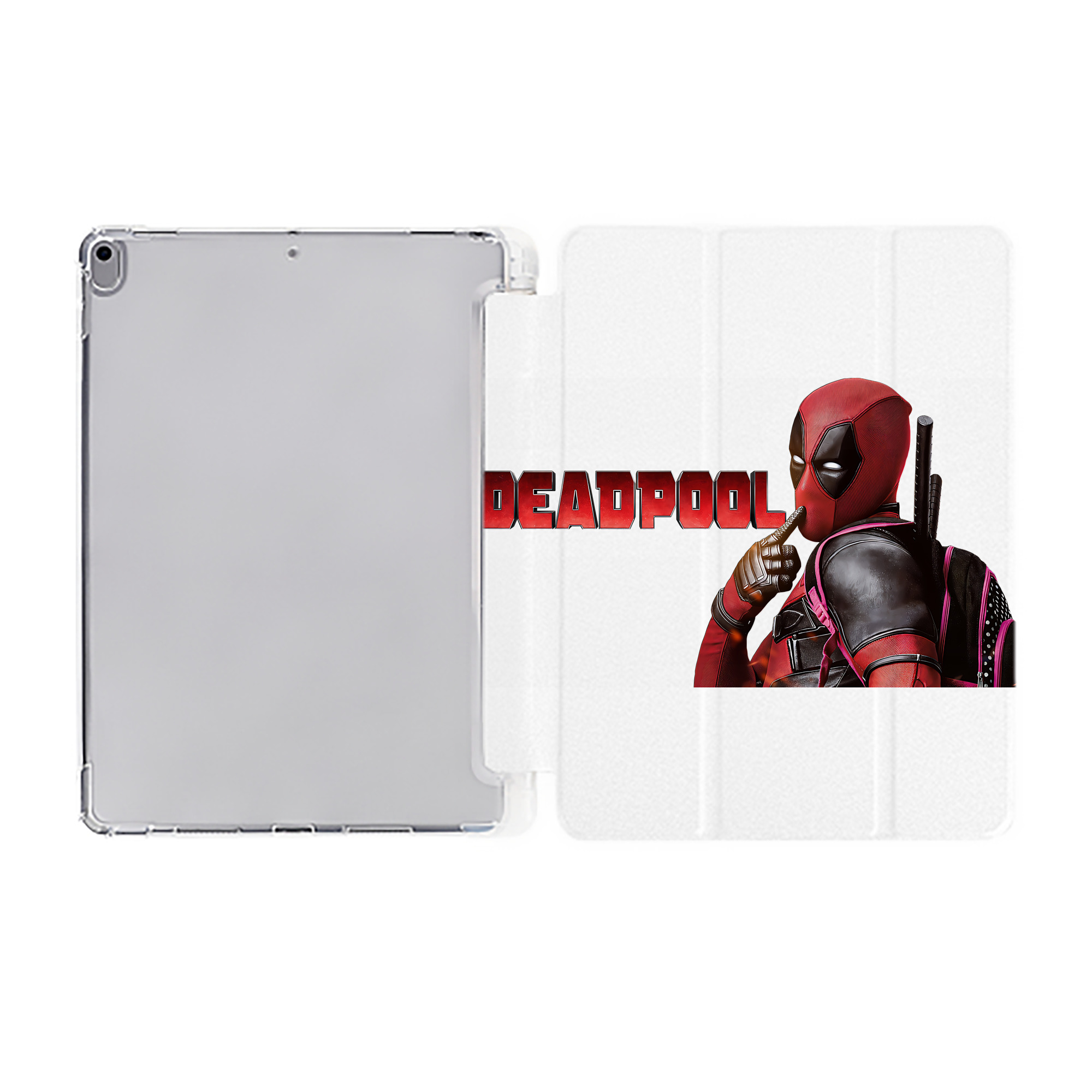 （画像用） Deadpool デッドプール IPad ケース ペン収納付き 三つ折りスタンド PUレザー×シリコン 対応機種9.5/10.5/10.9インチ